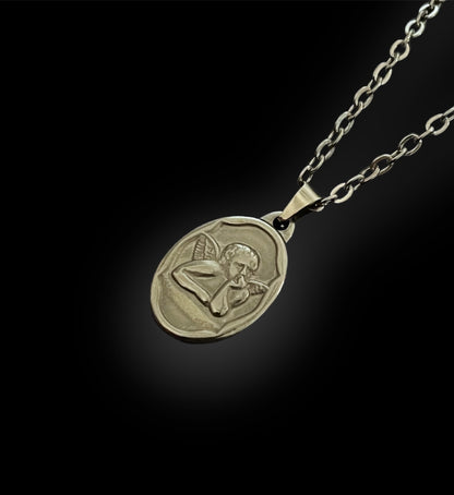 Oval Pendant Angel Necklace