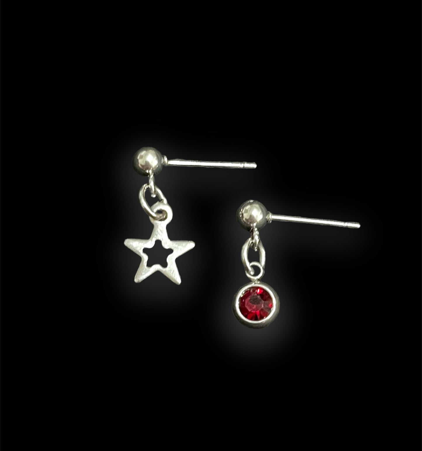 Mismatch Mini Star & Rhinestone Stud Earrings