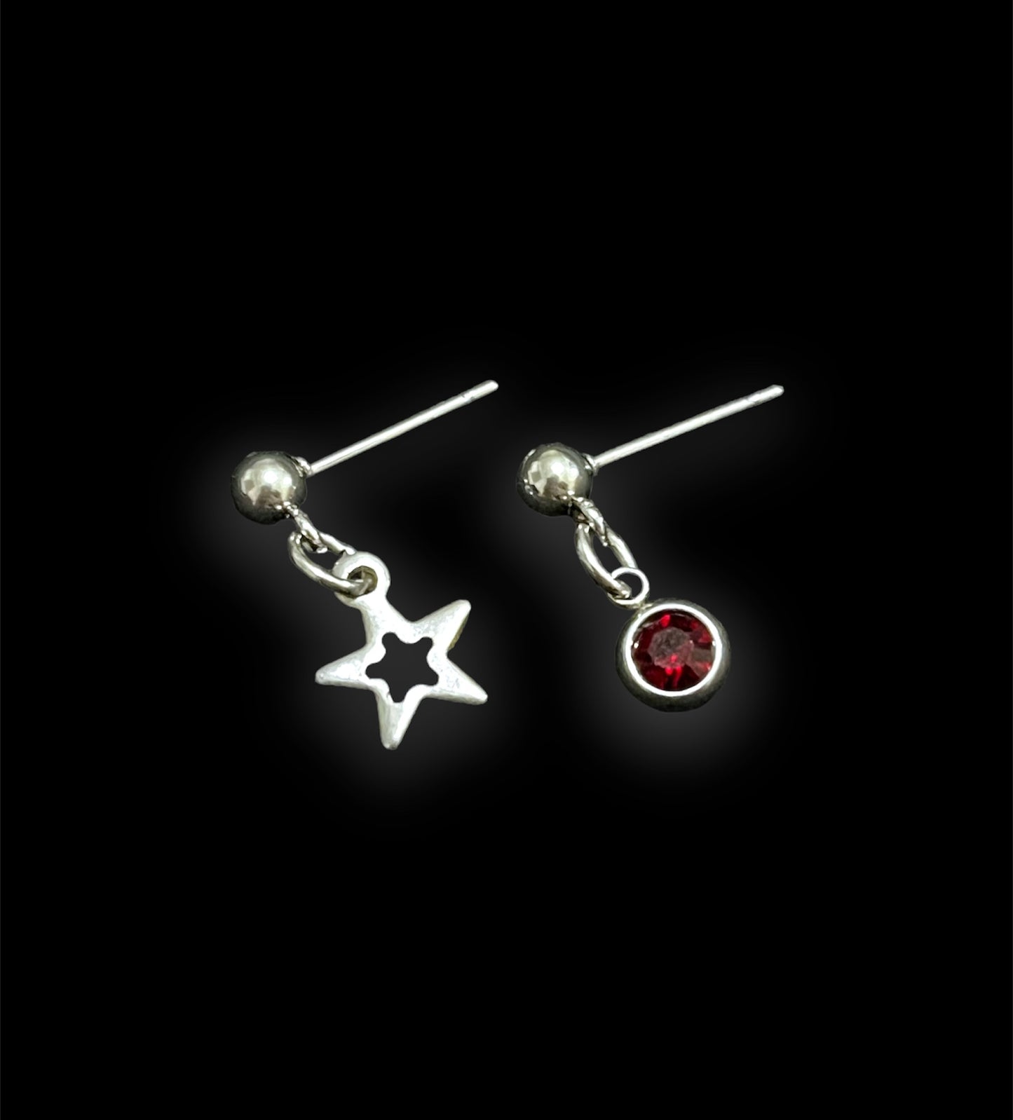 Mismatch Mini Star & Rhinestone Stud Earrings