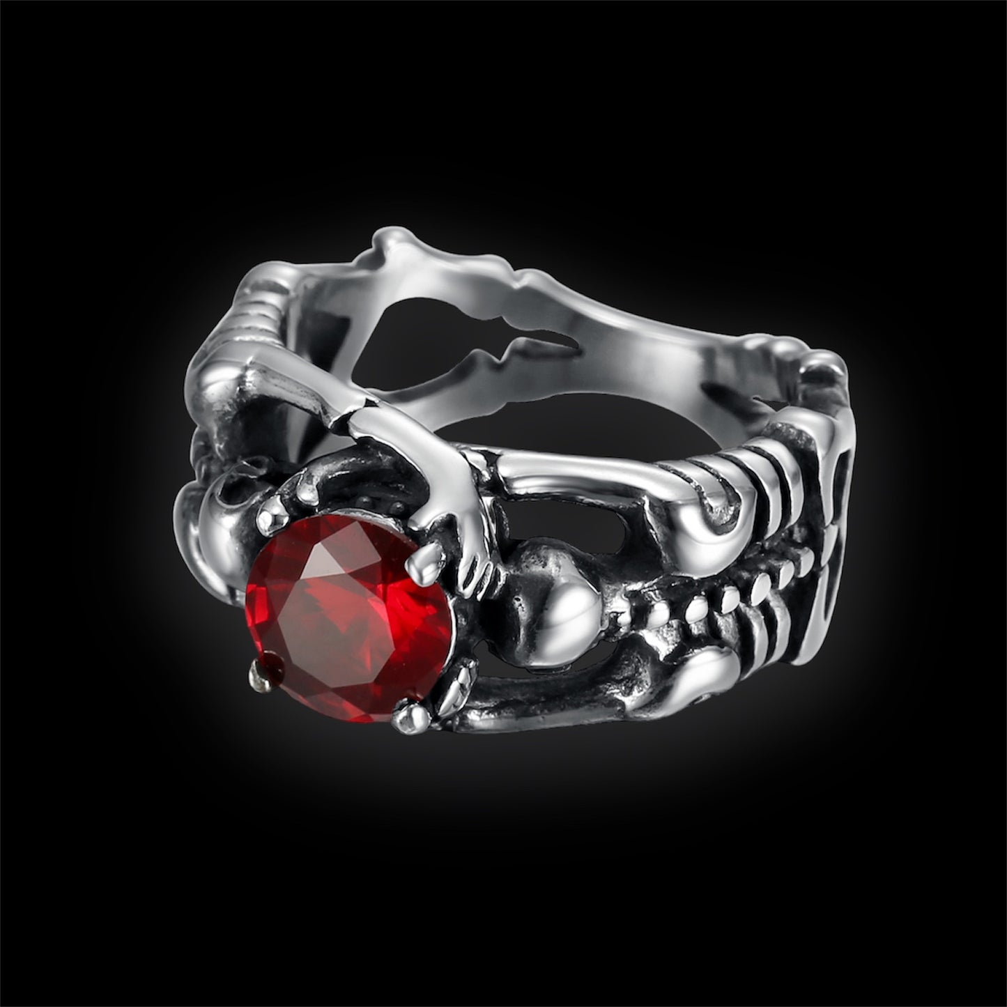 Skeleton Ring Red Rhinestone