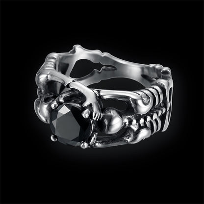 Skeleton Ring Black Rhinestone