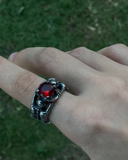 Skeleton Ring Red Rhinestone