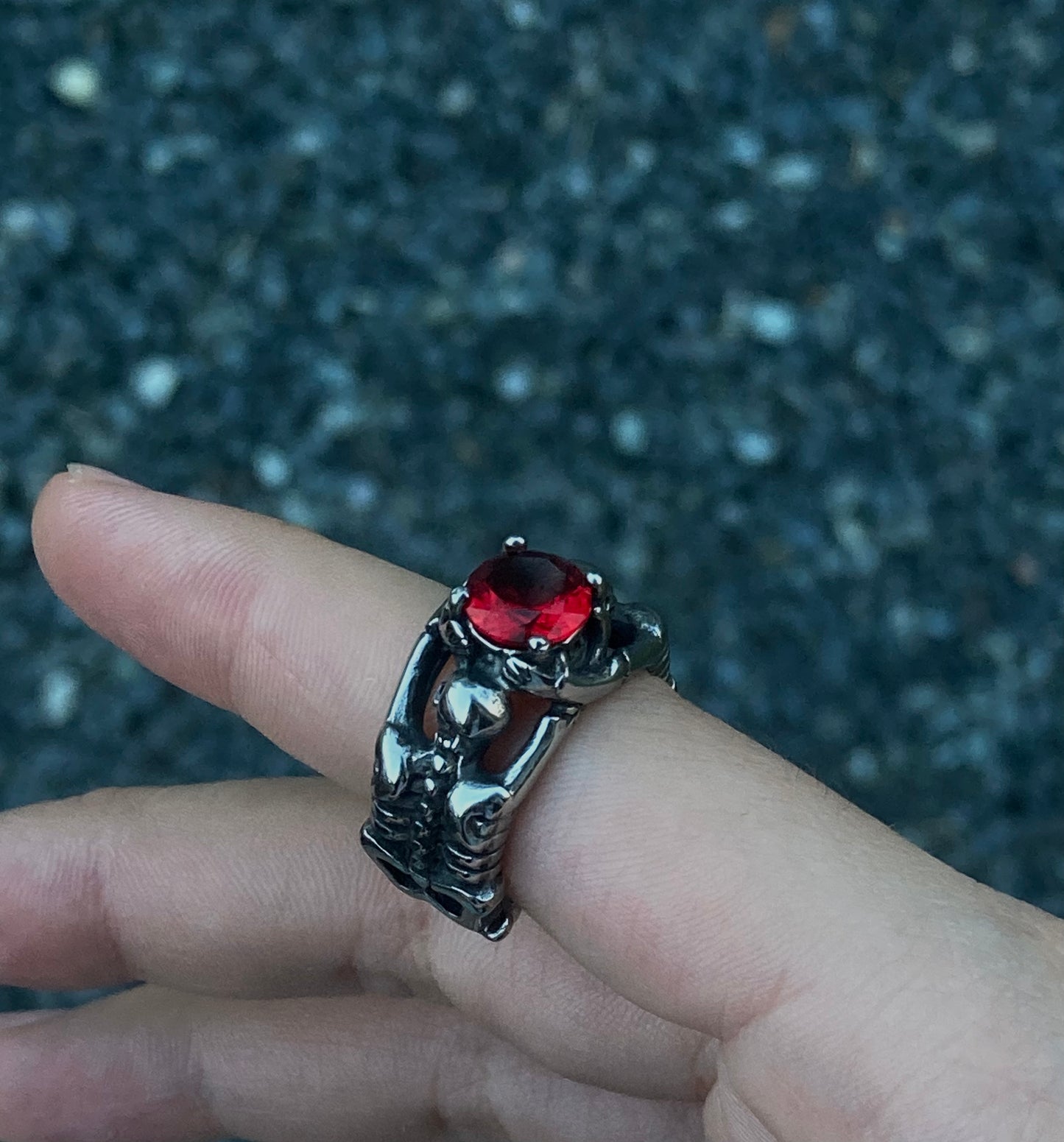 Skeleton Ring Red Rhinestone