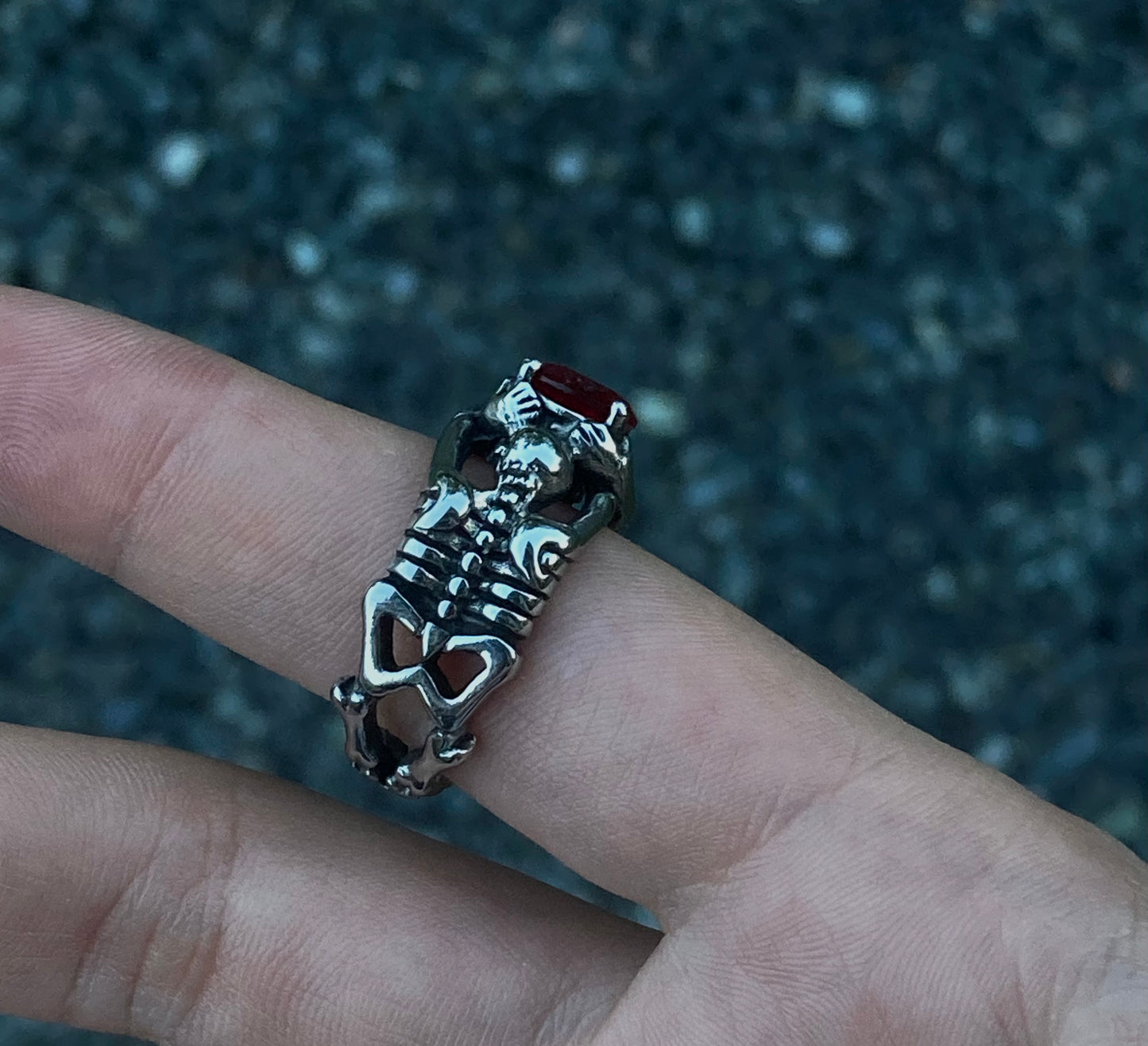 Skeleton Ring Red Rhinestone