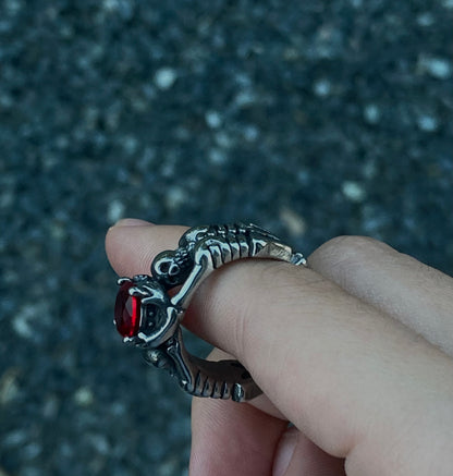 Skeleton Ring Red Rhinestone