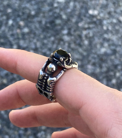 Skeleton Ring Black Rhinestone