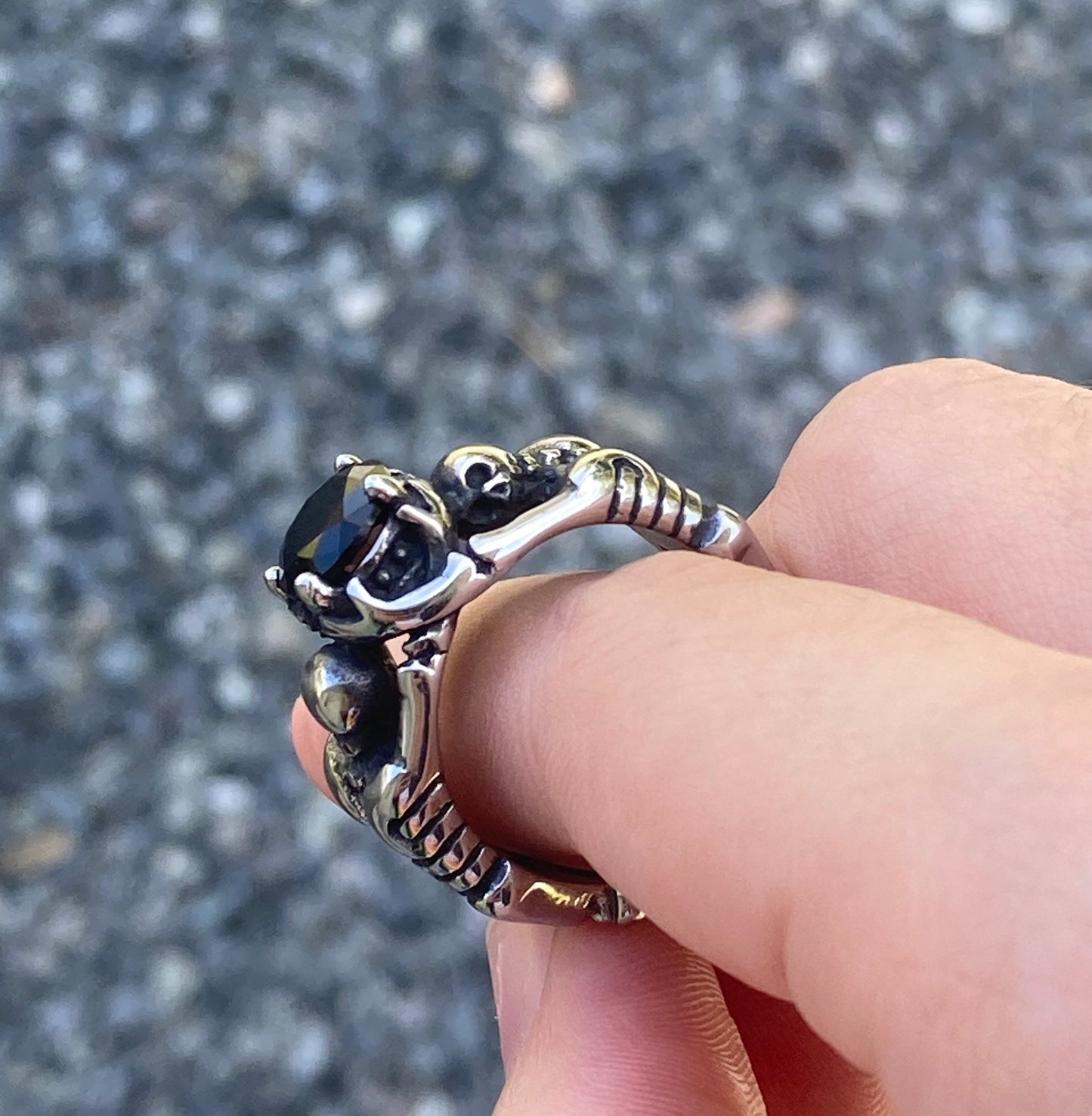 Skeleton Ring Black Rhinestone