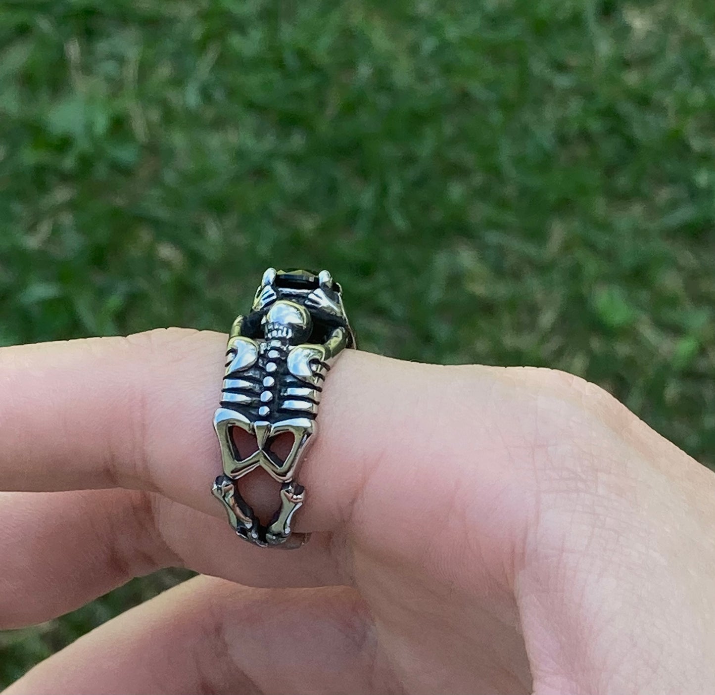 Skeleton Ring Black Rhinestone