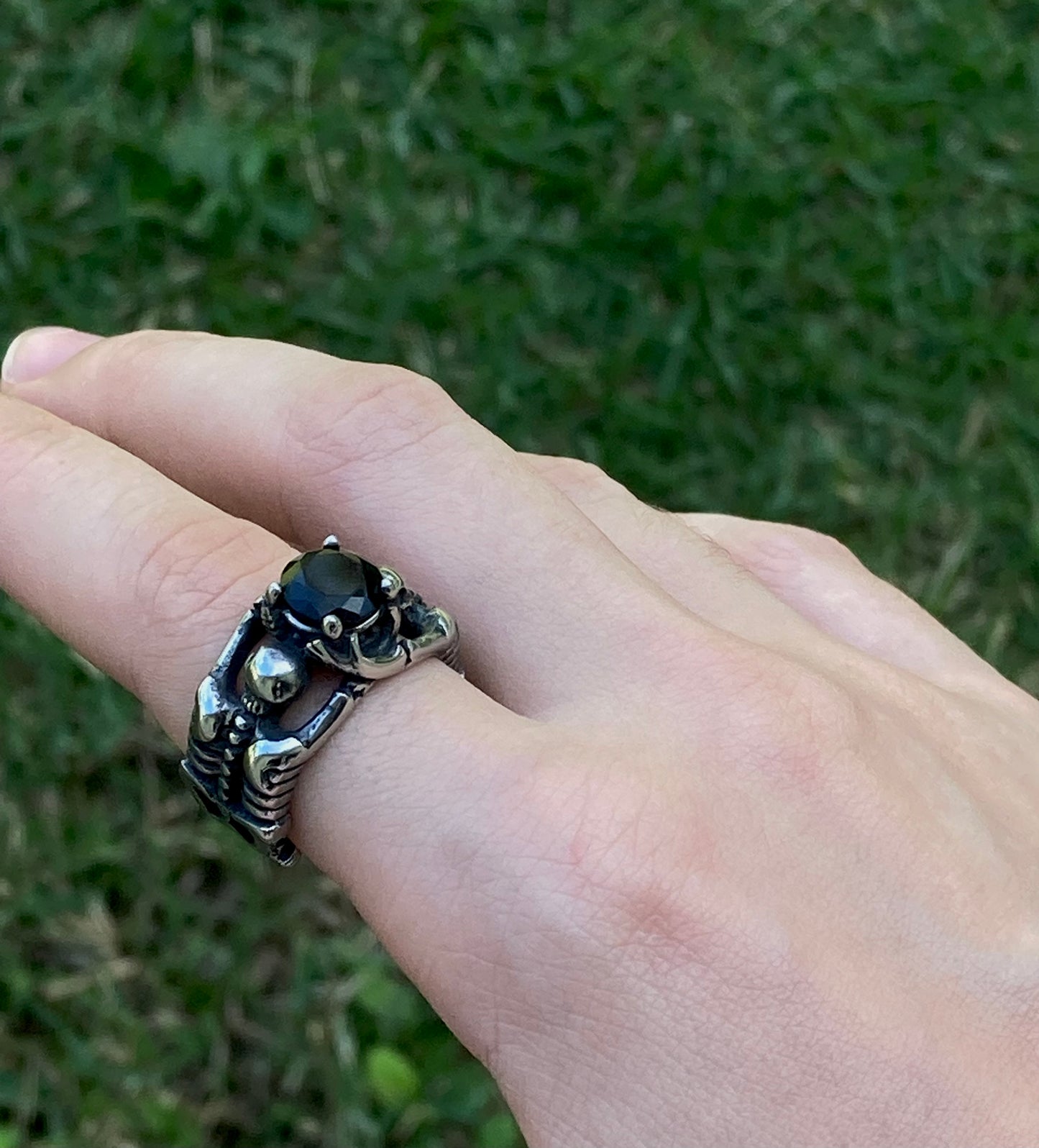 Skeleton Ring Black Rhinestone