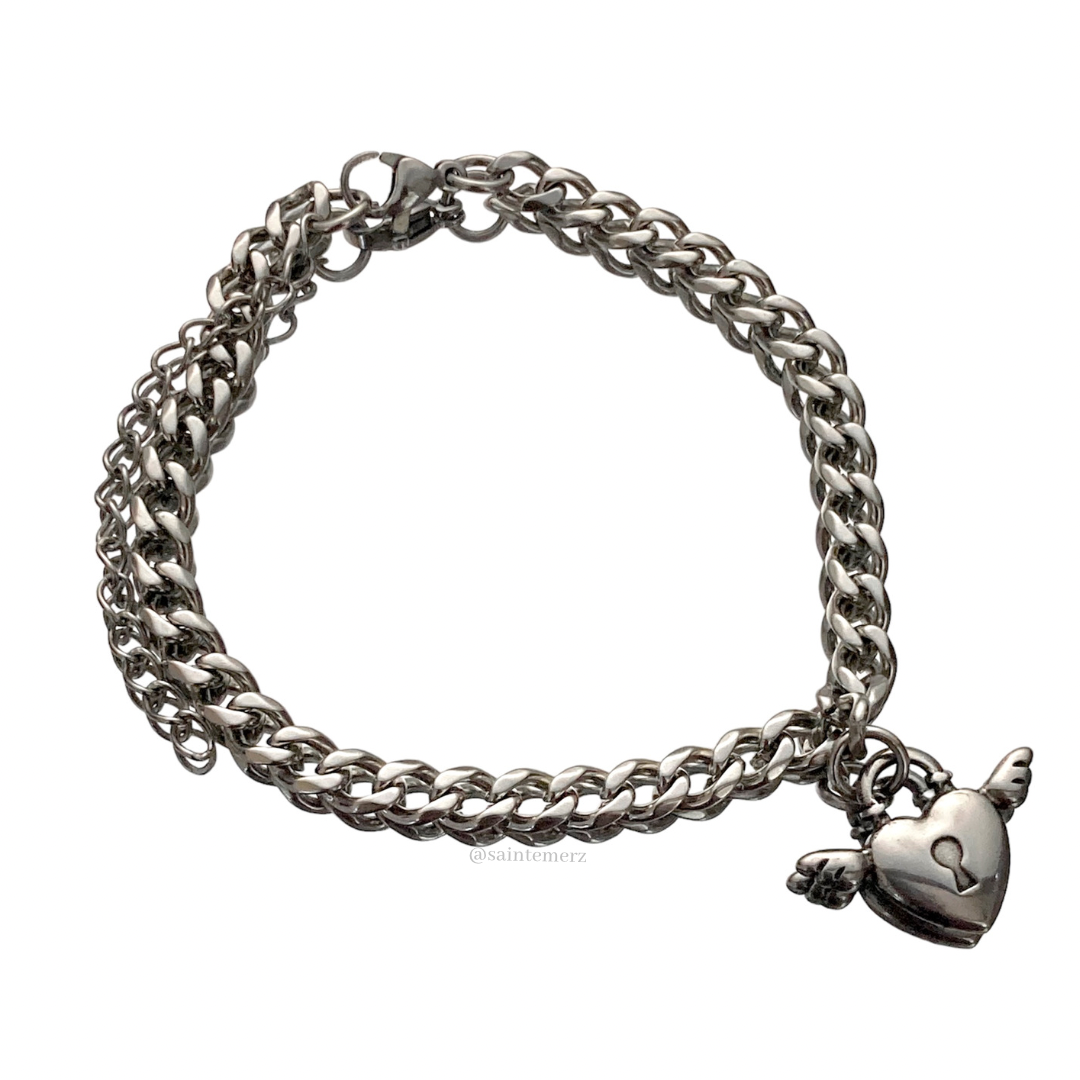 Padlock Flying Heart Bracelet