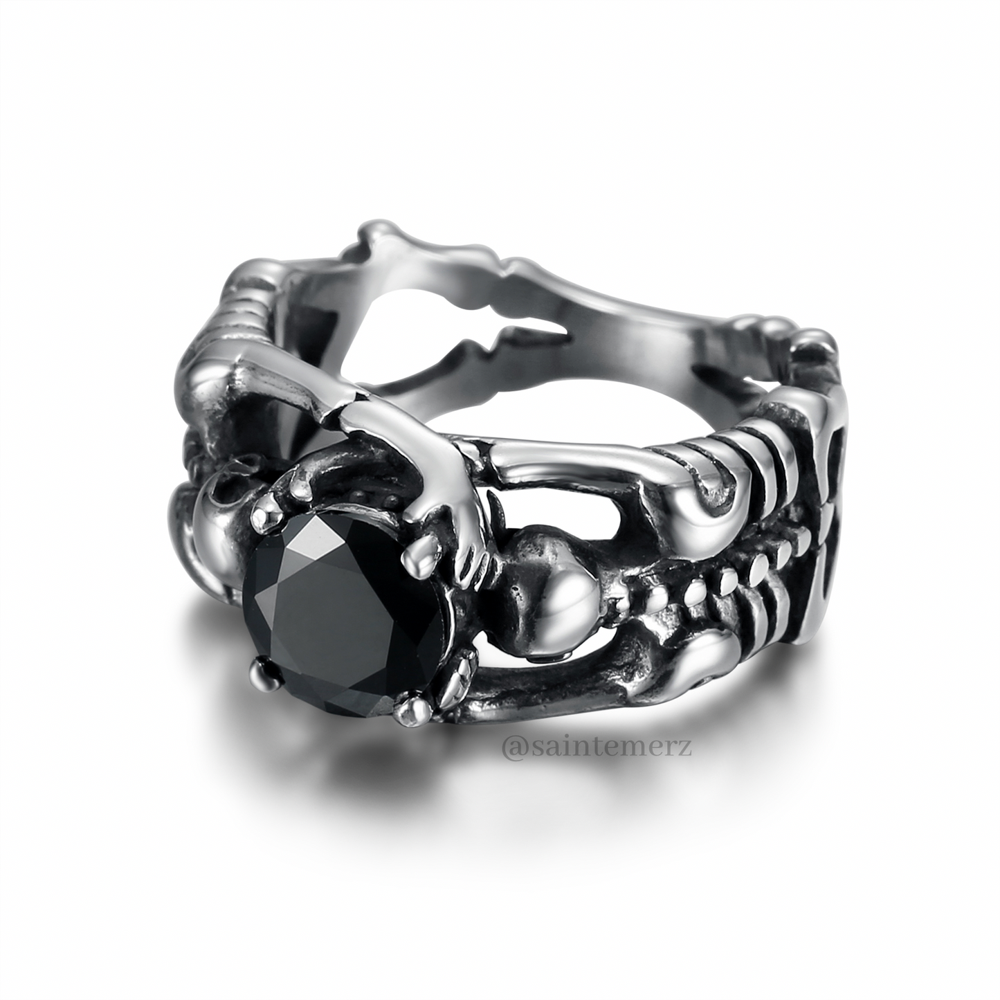 Skeleton Ring Black Rhinestone