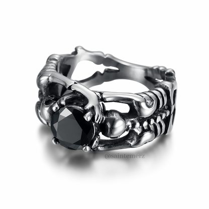 Skeleton Ring Black Rhinestone