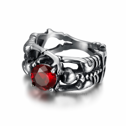 Skeleton Ring Red Rhinestone